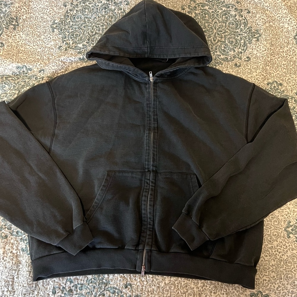 Rue porter blank boxy oversized two zip up hoodie